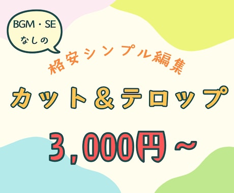 格安シンプル編集|カット&テロップのみ承ります BGM・SEなし、シンプル編集で低価格を実現 イメージ1