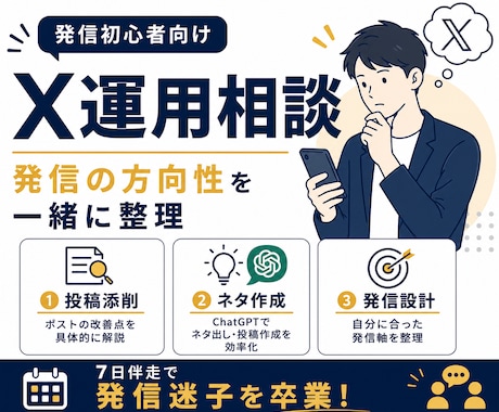 X初心者向け！7日間マンツーマンで伴走します 発信設計・AI活用・投稿添削まで対応 イメージ1
