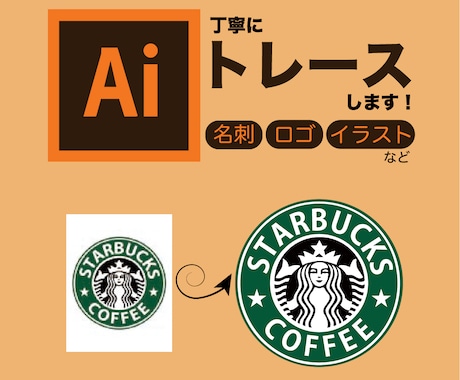 ロゴ・名刺などトレース！Aiデータ作成します お手持ちの画像データをイラレでキレイにトレースします！ イメージ1