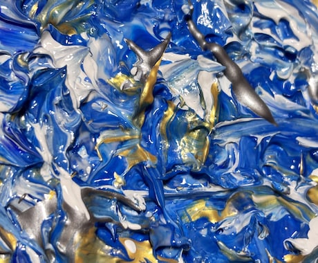 アクリル絵の具で抽象画を描きます キャンバスに青い絵を描きます！部屋の彩りにどうぞ！ イメージ2