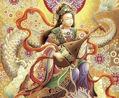 日々喜〜ひびき〜響】弁財天の絵 弁天様 龍の絵 白龍