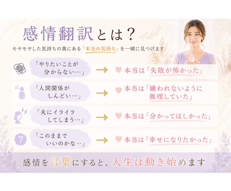 このままでいいのかな？を整理します 感情を言葉にし、自分を信じる力を取り戻します イメージ2