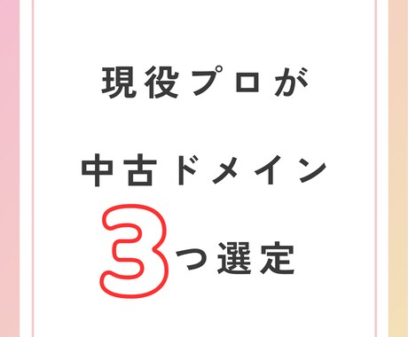 あなたにピッタリの中古ドメインを3つ選定します プロが選定のお手伝い♪選定の解説付き！次回以降は自分でできる イメージ1