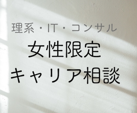 初回限定価格 | 女性のキャリア整理します 理系/エンジニア/ITコンサル/ブランク/外コン/育児/独立 イメージ1