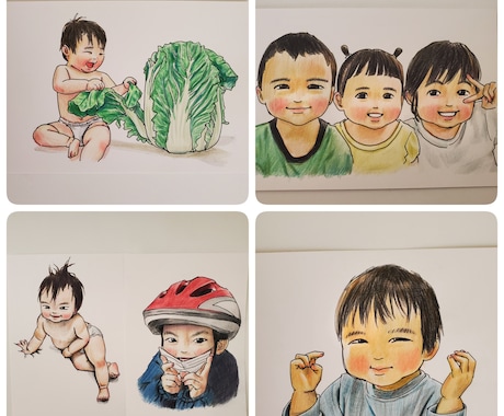 家族や子ども、ペットの似顔絵を描きます 色鉛筆画の似顔絵を、気軽に楽しんでみませんか イメージ2