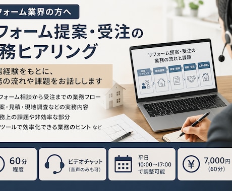リフォーム業務の実務経験者へのヒアリング対応します リフォーム現場の実務と課題をお話しします イメージ1