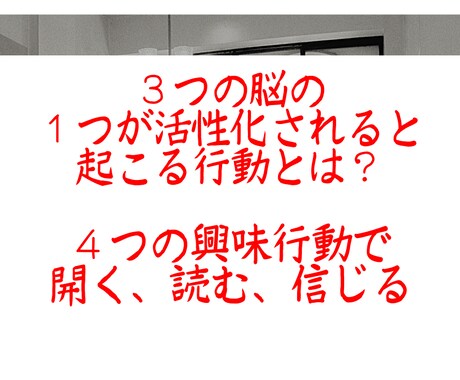 ３つの脳と４つの興味行動であなたはビクンとなります 人、言葉、感情、本能、理性、文章術の全てをあなたに送る イメージ2