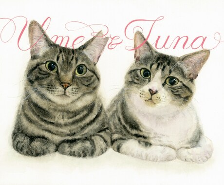 名前入り┊おしゃれなペットの似顔絵を水彩で描きます ┊犬・猫・うさぎ・小動物・鳥さんもOK ┊原画納品 イメージ1