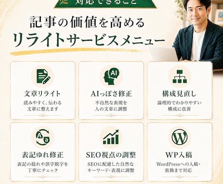 既存記事・AI原稿を読みやすくリライトします 古い記事・AI原稿を自然で読みやすく整えます イメージ2