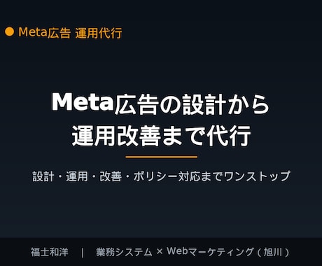 Meta広告の設計から運用改善まで代行します 設計・運用・改善・ポリシー対応までワンストップで担当 イメージ1