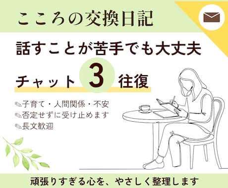 交換日記チャット｜感情・心の整理をお手伝いします 不安や焦り、弱音を吐きたいときはいつでも。否定せず聞きます イメージ1