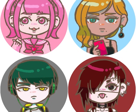 丸くてポップなデフォルメアイコン描きます SNSなどで使える、丸アイコンを探している方にオススメ！ イメージ1