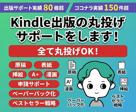 原稿不要！Kindle出版の丸投げサポートします 破格！出版実績30冊以上の作家があらゆる丸投げを対応します！ イメージ1