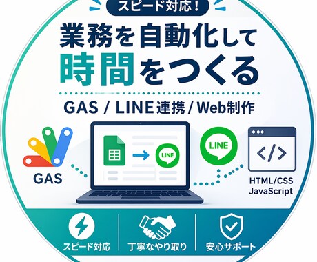 GASでLINE通知・業務自動化を構築します 手作業をゼロに。最短で自動化します イメージ1