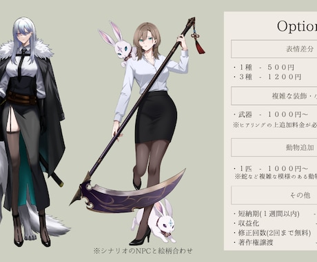 TRPG・ゲームで使える立ち絵を制作します キャラクターの性格やこだわりが伝わる一枚を イメージ2