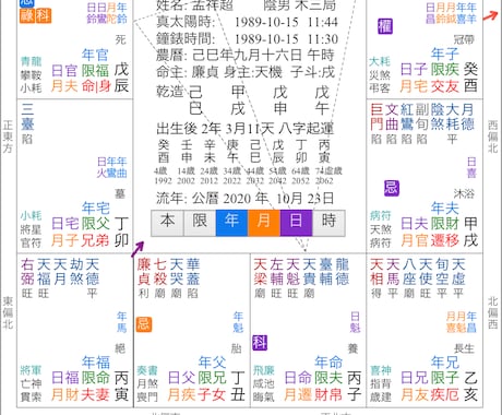 御依頼当日から一年間の総合勘定書を作成します 本場中国の紫微斗数でいろいろと占います。 イメージ1
