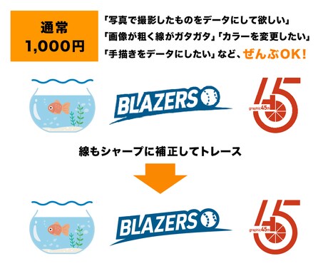 ロゴ・画像・イラストを高品質なaiデータ化します 初めての方でも安心◎粗い画像や手描きも高品質に再現！ イメージ2