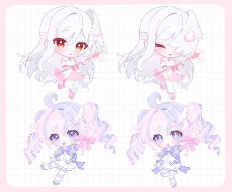 かわいいミニキャラ/SDの全身イラスト制作します 優しく淡い雰囲気のイラストが得意です！ イメージ2