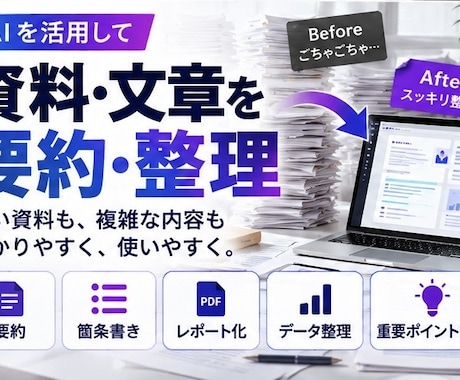 長い資料・文章をAIでわかりやすく要約・整理します イメージ1