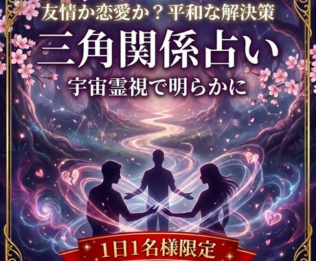 三角関係占い | 上手くいくための霊視をします 揉めずに上手く恋を成就させるために霊視でサポートします イメージ1