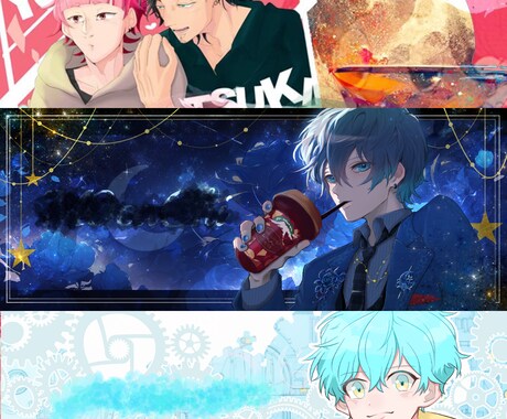 オリジナルキャラクターのバーナー,ヘッダー描きます X,Twich,Youtube,活動の第一歩をお手伝い イメージ2
