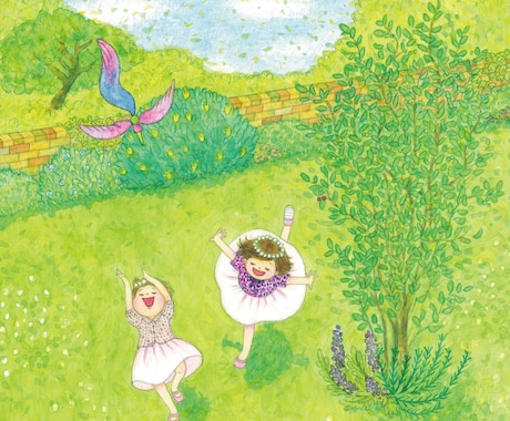 絵本の1ページのような水彩イラストを制作しますます あなたや大切な人を、物語の主人公に描きます イメージ2