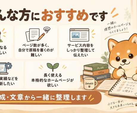 構成・文章から本格ホームページを制作します 10〜13ページ｜原稿作成から公開までまめにサポート イメージ2