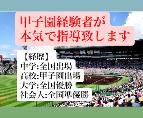 本気で野球指導致します 甲子園経験者が結果に直結する技術と思考を伝えます。初心者歓迎 イメージ1