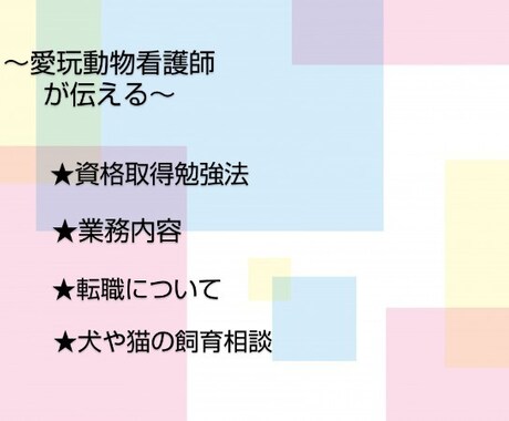 愛玩動物看護師が相談のります 愛玩動物看護師を目指す人、犬や猫の飼育相談 イメージ1