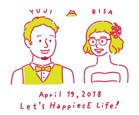 ウェルカムボード・ペーパーアイテムイラスト描きます 結婚式の様々なアイテムに展開できるコスパ最高な似顔絵です イメージ2