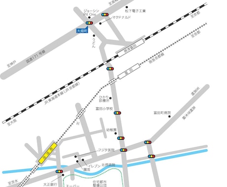 不動産物件資料から現地地図を制作します チラシに必要な地図をイラストレーターで綺麗に作成します。 イメージ1