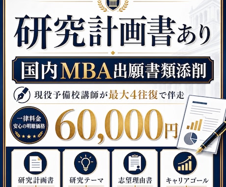 研究計画書あり｜国内MBA出願書類添削します 新規出品記念｜先着3名様限定モニター価格 イメージ2