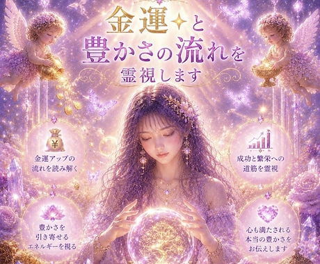 金運✨と豊かさの流れを霊視します 宇宙の流れと金運の転機を霊視し金運上昇のタイミング教えます イメージ1