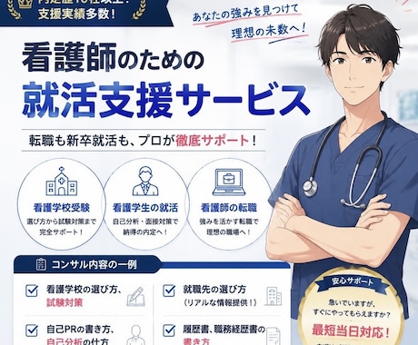 看護師・看護学生限定！面接対策・履歴書支援します イメージ1