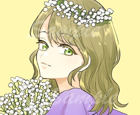 SNSアイコン向け＊ふんわり女の子×お花描きます ご要望に合わせて、女の子とお花のアイコンをお描きします！ イメージ2