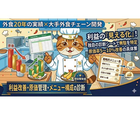飲食店の利益・原価の改善診断します 現役開発者が利益を生む原価管理をご提供します イメージ1