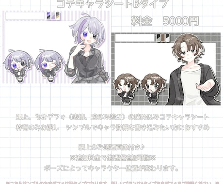 ふんわりかわいいキャラクターシート作成します キャラクター詳細を可愛くまとめたキャラシートはいかがですか？ イメージ2