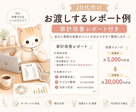 20代向け｜家計簿を診断します 家計改善レポート付きで丁寧に診断✨ イメージ2