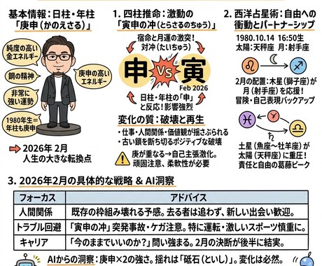 今月の運気と行動指針「グラレコ1枚」で可視化します 今月の運気・流れをグラレコ風の1枚画像にまとめてお渡しします イメージ2