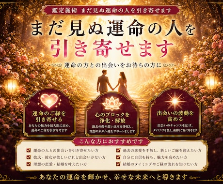鑑定施術 まだ見ぬ運命の人を引き寄せます 運命の方との出会いをお待ちの方に イメージ1