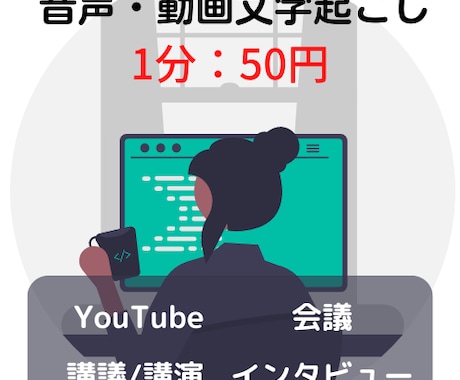 音声データ《1分：50円》でテキスト化します YouTube、インタビュー、会議、講義、文字起こします イメージ1