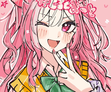 配信サムネ・SNSアイコン用イラスト描きます Vtuberアイコン胸上イラストかわいいイラストアニメ塗り イメージ1