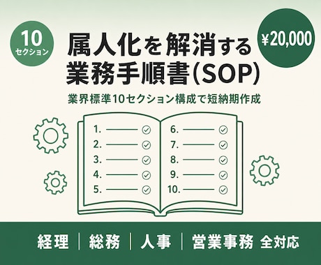属人化解消のSOPを業界標準で作成します 中小企業バックオフィス全般対応｜AI活用で短納期 イメージ1