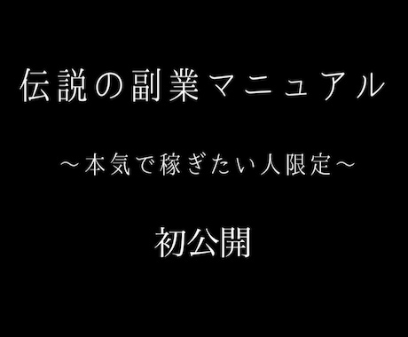 伝説の副業マニュアル~あの内容が復活します 時間がないあなたに捧げる最強の副業 イメージ1