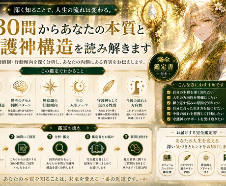 30問からあなたの本質と守護神構造を読み解きます 深く知ることで、人生の流れは変わる イメージ2