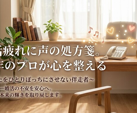 婚活疲れに声の処方箋｜15年の経験で心を整えます アラフォー婚活の孤独に寄り添う。15年のプロが贈る心の処方箋 イメージ1