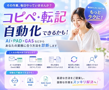 60分相談！コピペ・転記作業自動化の相談に乗ります 「このコピペ、毎日やる必要ある？」と思ったらご相談ください！ イメージ1
