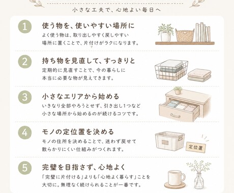 片付けが苦手な方へ、整理収納の相談に乗ります あなたのペースで整理をサポートします イメージ2