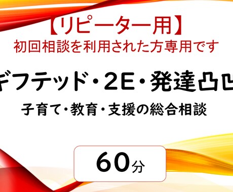ギフテッド・2E・教育・支援の相談にのります 【リピーター用】ギフテッド・2E・教育・支援 イメージ1