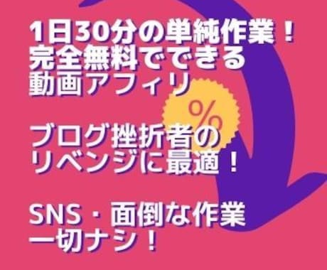簡単・無料でできる動画アフィリ教えます 1日30分で結果を出せたノウハウを完全公開します イメージ1